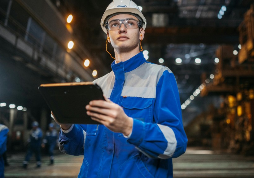 engineer working on tablet